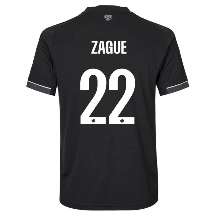 Danxen Børn Yoram Zague #22 Sort Hvid Udebane Spillertrøjer 2025/26 Trøje T-Shirt