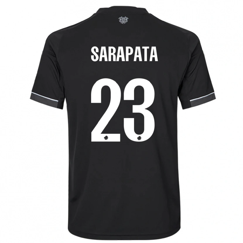 Danxen Børn Dominik Sarapata #23 Sort Hvid Udebane Spillertrøjer 2025/26 Trøje T-Shirt
