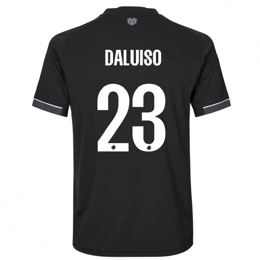 Danxen Børn Christoffer Daluiso #23 Sort Hvid Udebane Spillertrøjer 2025/26 Trøje T-Shirt