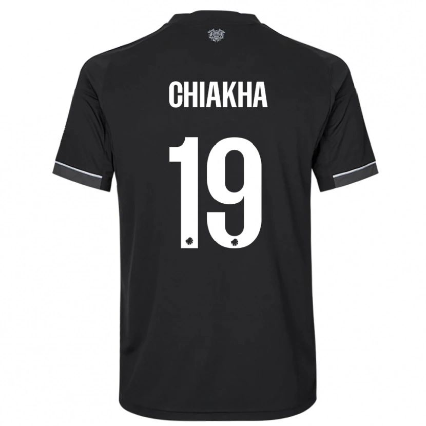 Danxen Børn Amin Chiakha #19 Sort Hvid Udebane Spillertrøjer 2025/26 Trøje T-Shirt