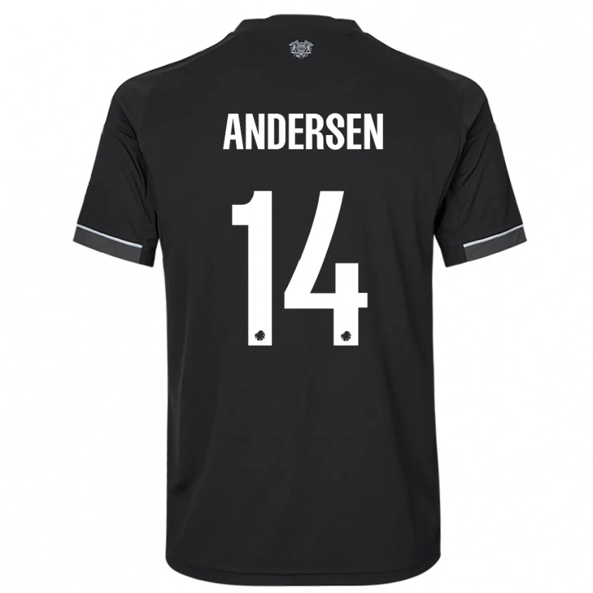 Danxen Børn Svava Andersen #14 Sort Hvid Udebane Spillertrøjer 2025/26 Trøje T-Shirt