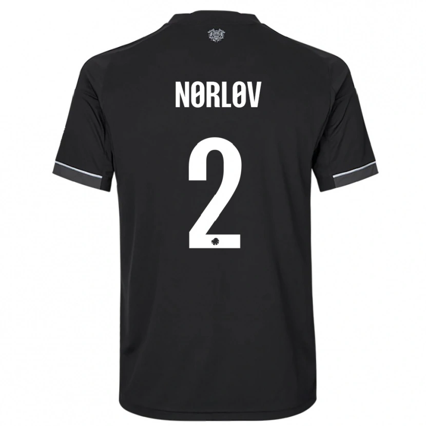 Danxen Børn William Nørløv #2 Sort Hvid Udebane Spillertrøjer 2025/26 Trøje T-Shirt