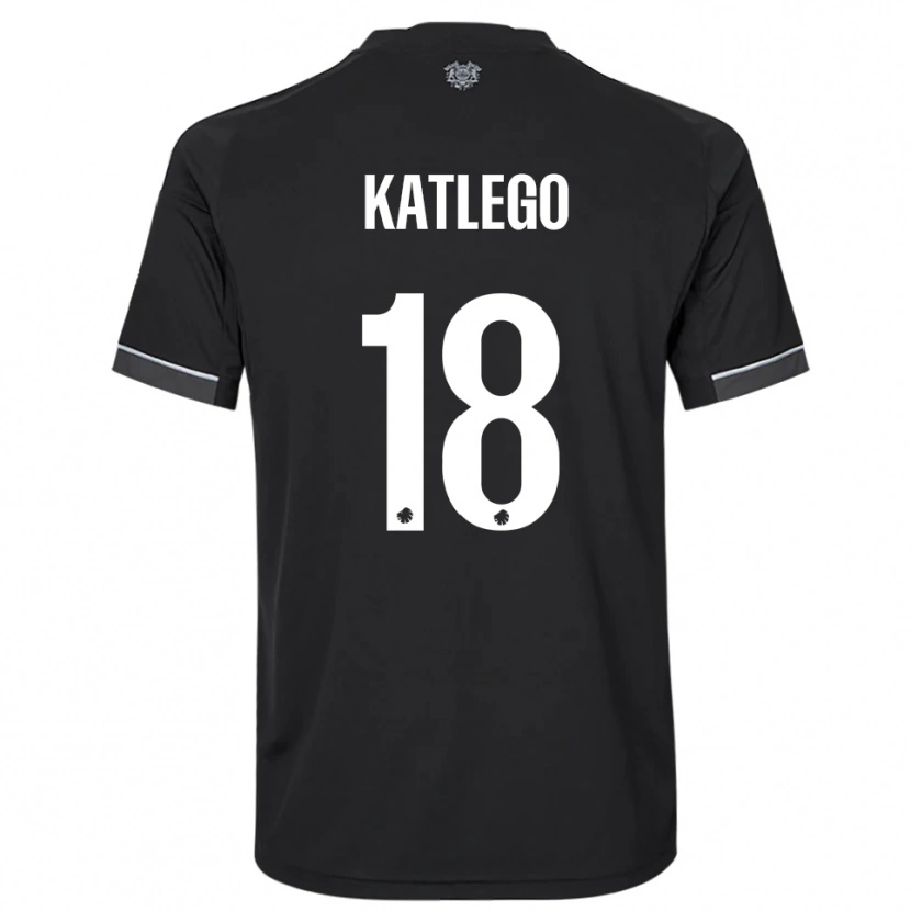 Danxen Børn David Katlego #18 Sort Hvid Udebane Spillertrøjer 2025/26 Trøje T-Shirt