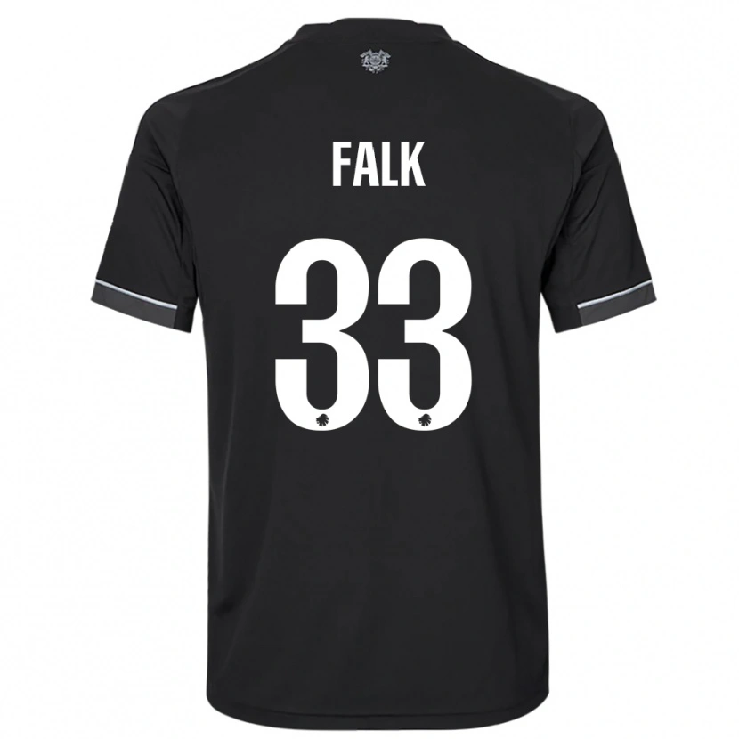 Danxen Børn Rasmus Falk #33 Sort Hvid Udebane Spillertrøjer 2025/26 Trøje T-Shirt