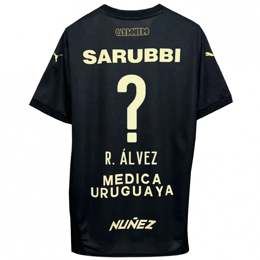 Danxen Børn Rodrigo Álvez #0 Sort Guld Udebane Spillertrøjer 2025/26 Trøje T-Shirt