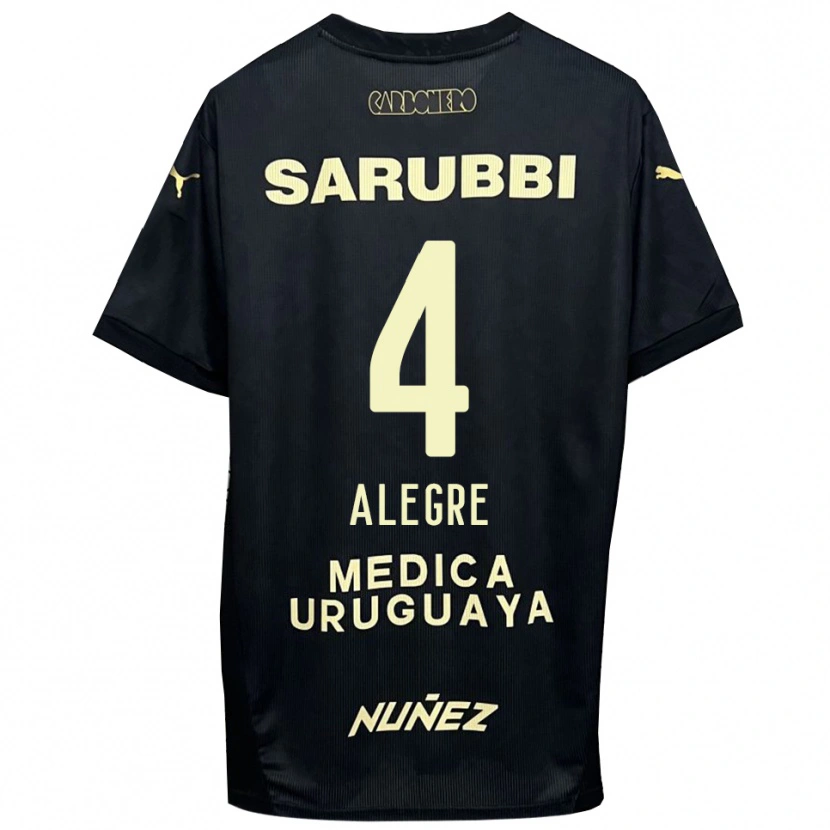 Danxen Børn Ignacio Alegre #4 Sort Guld Udebane Spillertrøjer 2025/26 Trøje T-Shirt
