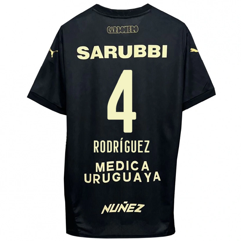 Danxen Børn Guzmán Rodríguez #4 Sort Guld Udebane Spillertrøjer 2025/26 Trøje T-Shirt