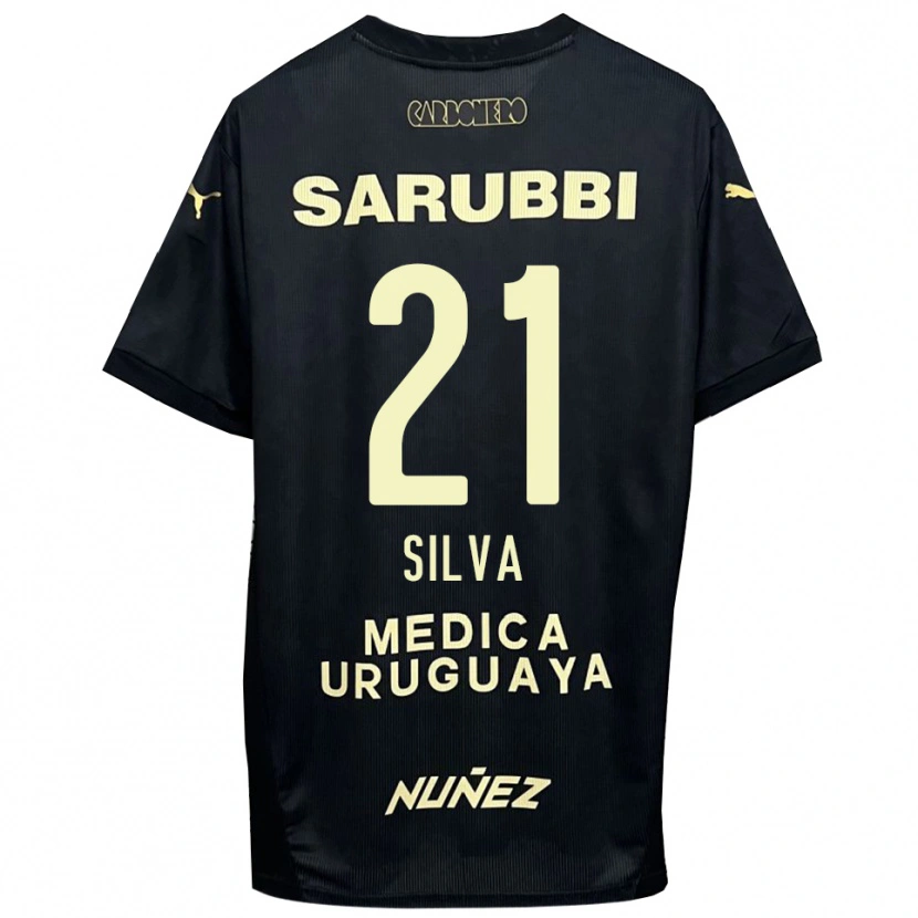 Danxen Børn Gastón Silva #21 Sort Guld Udebane Spillertrøjer 2025/26 Trøje T-Shirt