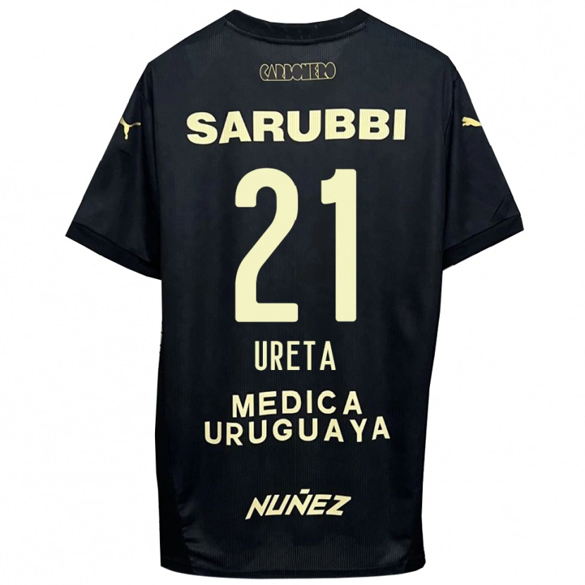 Danxen Børn Mateo Ureta #21 Sort Guld Udebane Spillertrøjer 2025/26 Trøje T-Shirt