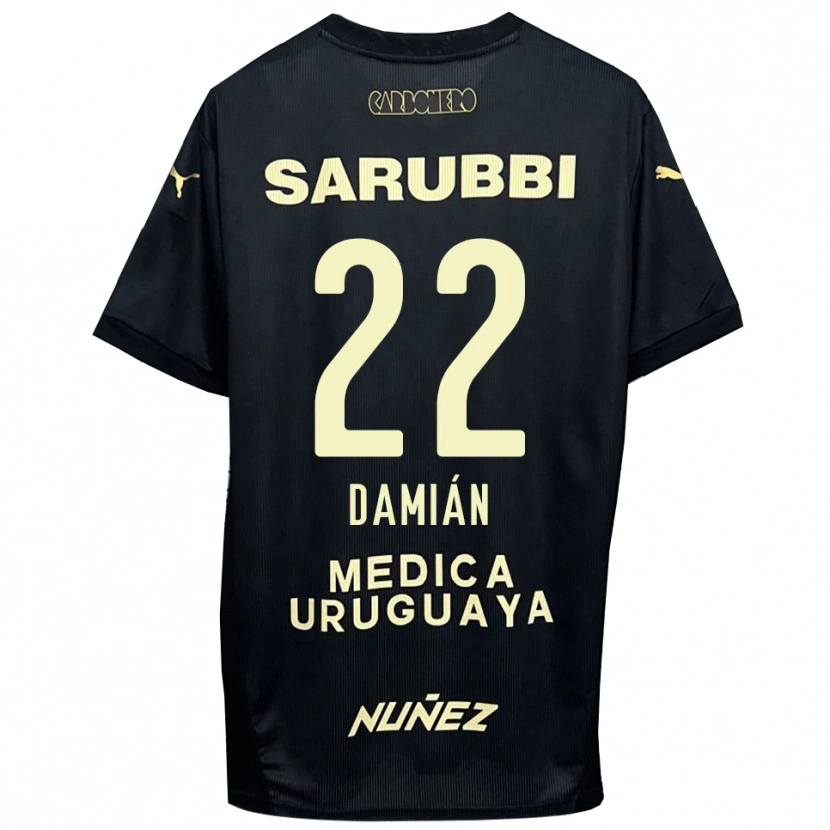 Danxen Børn Damián Suárez #22 Sort Guld Udebane Spillertrøjer 2025/26 Trøje T-Shirt