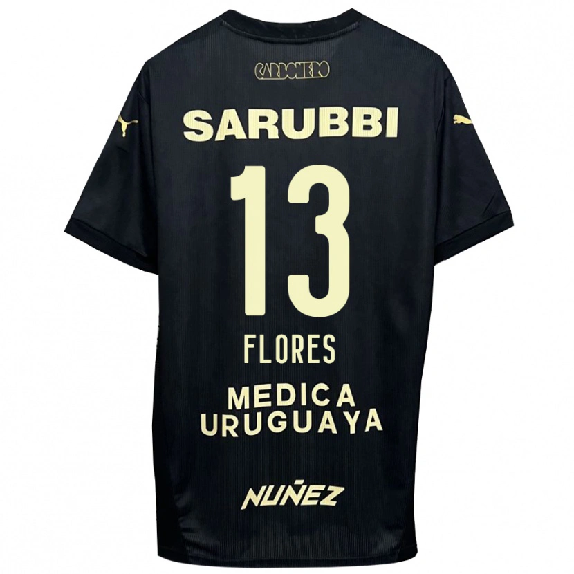 Danxen Børn Dilan Flores #13 Sort Guld Udebane Spillertrøjer 2025/26 Trøje T-Shirt