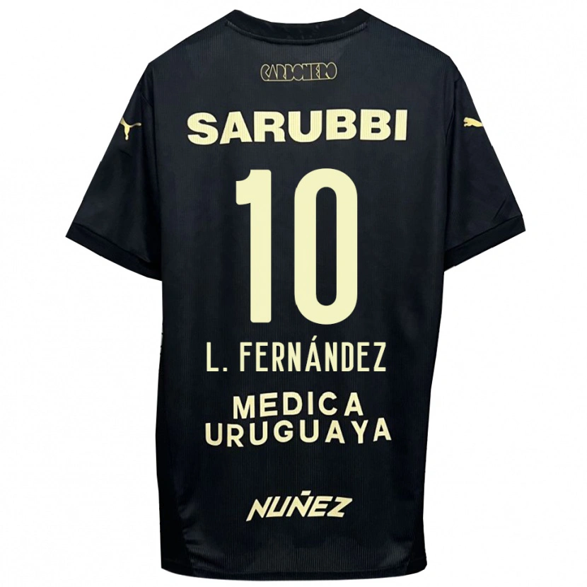 Danxen Børn Leonardo Fernández #10 Sort Guld Udebane Spillertrøjer 2025/26 Trøje T-Shirt