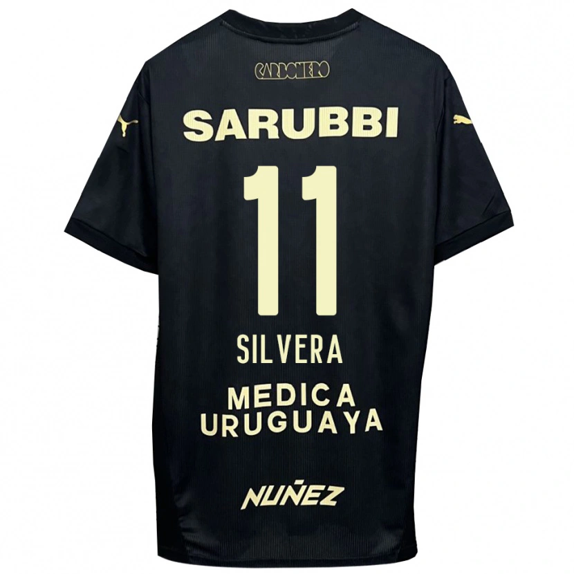 Danxen Børn Maximiliano Silvera #11 Sort Guld Udebane Spillertrøjer 2025/26 Trøje T-Shirt