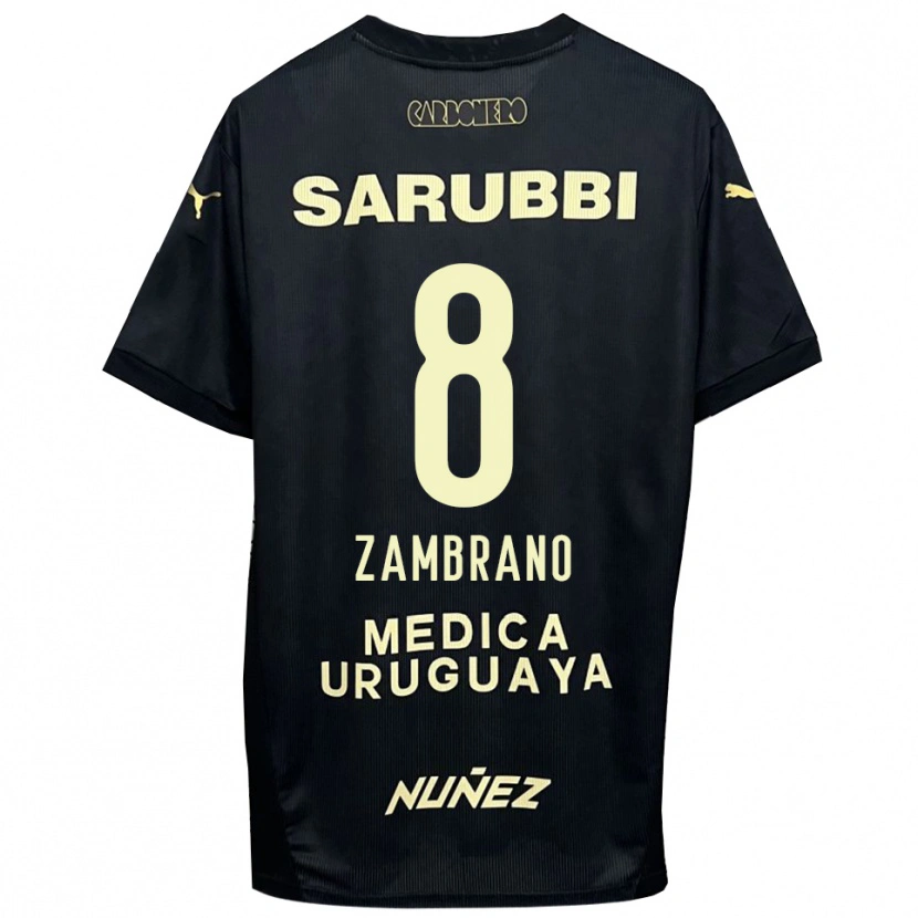 Danxen Børn Carlos Zambrano #8 Sort Guld Udebane Spillertrøjer 2025/26 Trøje T-Shirt