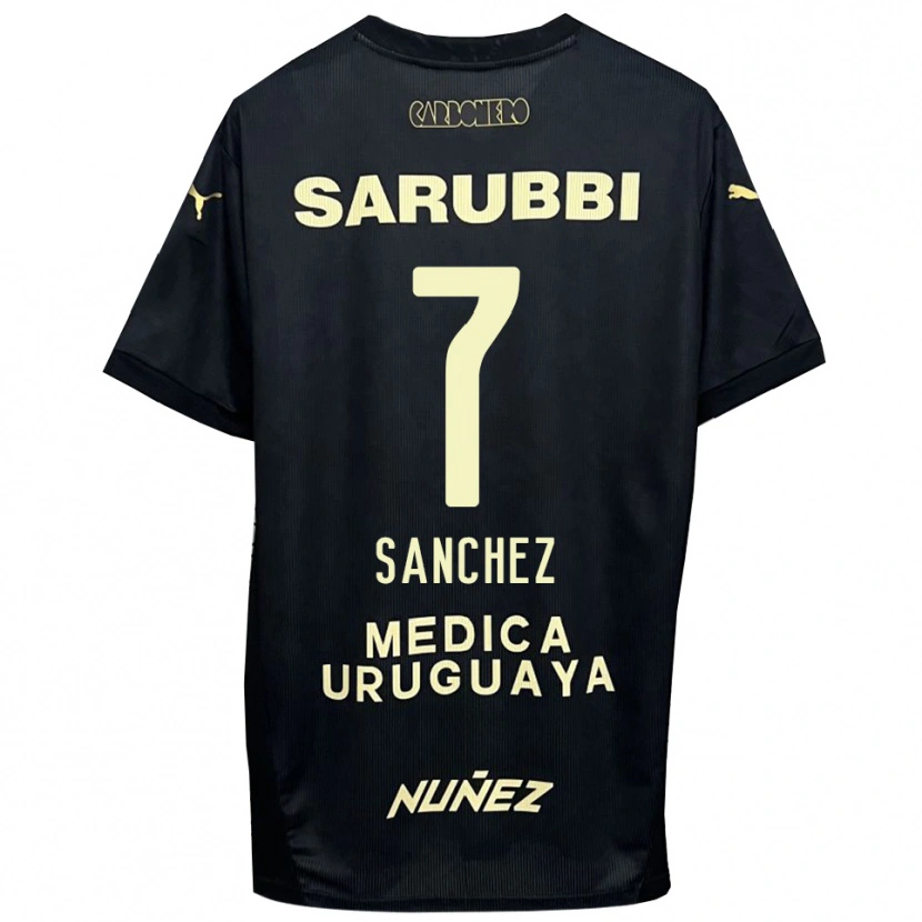 Danxen Børn Carlos Sánchez #7 Sort Guld Udebane Spillertrøjer 2025/26 Trøje T-Shirt