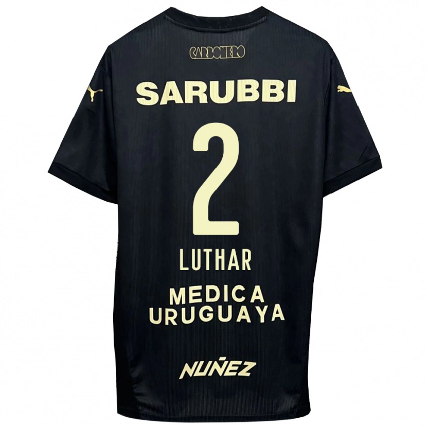 Danxen Børn Thiago Luthar #2 Sort Guld Udebane Spillertrøjer 2025/26 Trøje T-Shirt