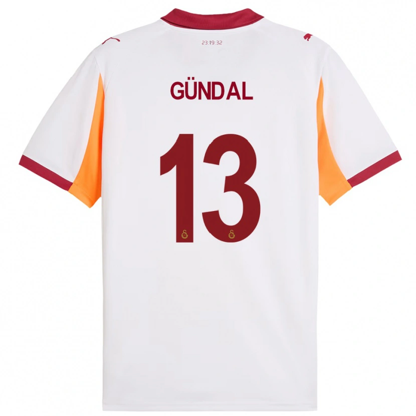 Danxen Børn Efe Gündal #13 Hvid Rød Udebane Spillertrøjer 2025/26 Trøje T-Shirt