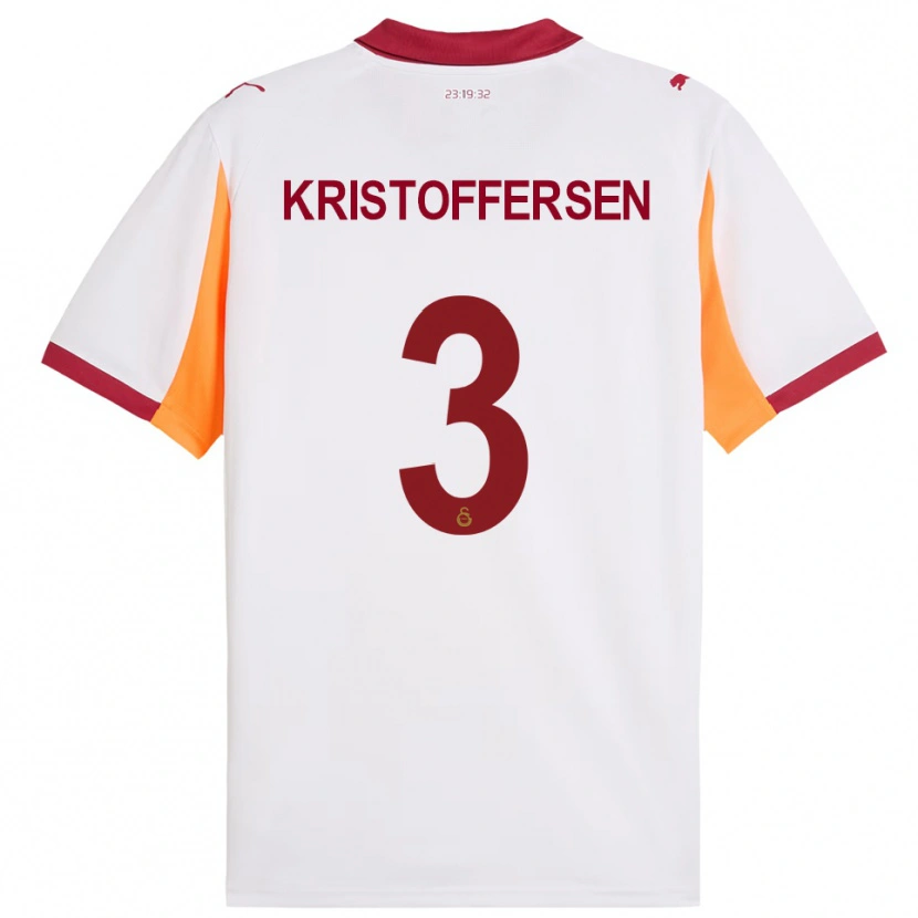 Danxen Børn Ina Kristoffersen #3 Hvid Rød Udebane Spillertrøjer 2025/26 Trøje T-Shirt