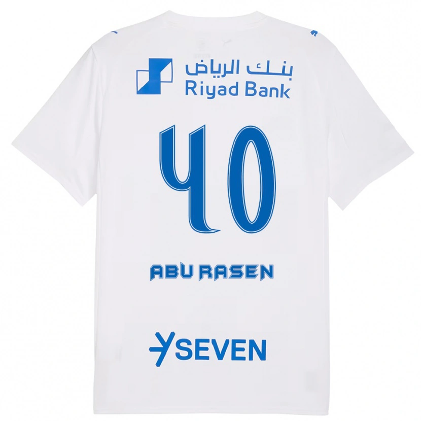 Danxen Børn Ahmad Abu Rasen #40 Hvid Blå Udebane Spillertrøjer 2025/26 Trøje T-Shirt
