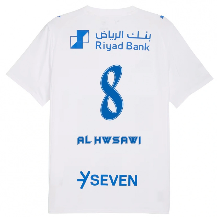 Danxen Børn Al Bandari Al-Hwsawi #8 Hvid Blå Udebane Spillertrøjer 2025/26 Trøje T-Shirt