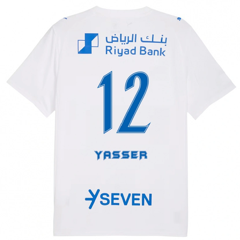 Danxen Børn Yasser Al-Shahrani #12 Hvid Blå Udebane Spillertrøjer 2025/26 Trøje T-Shirt