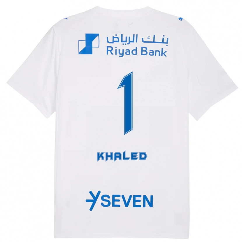 Danxen Børn Nawal Khaled #1 Hvid Blå Udebane Spillertrøjer 2025/26 Trøje T-Shirt