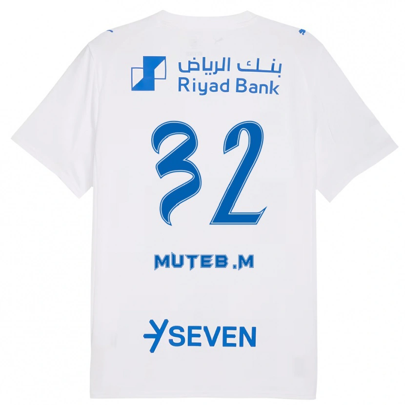 Danxen Børn Muteb Al-Mufarrij #32 Hvid Blå Udebane Spillertrøjer 2025/26 Trøje T-Shirt