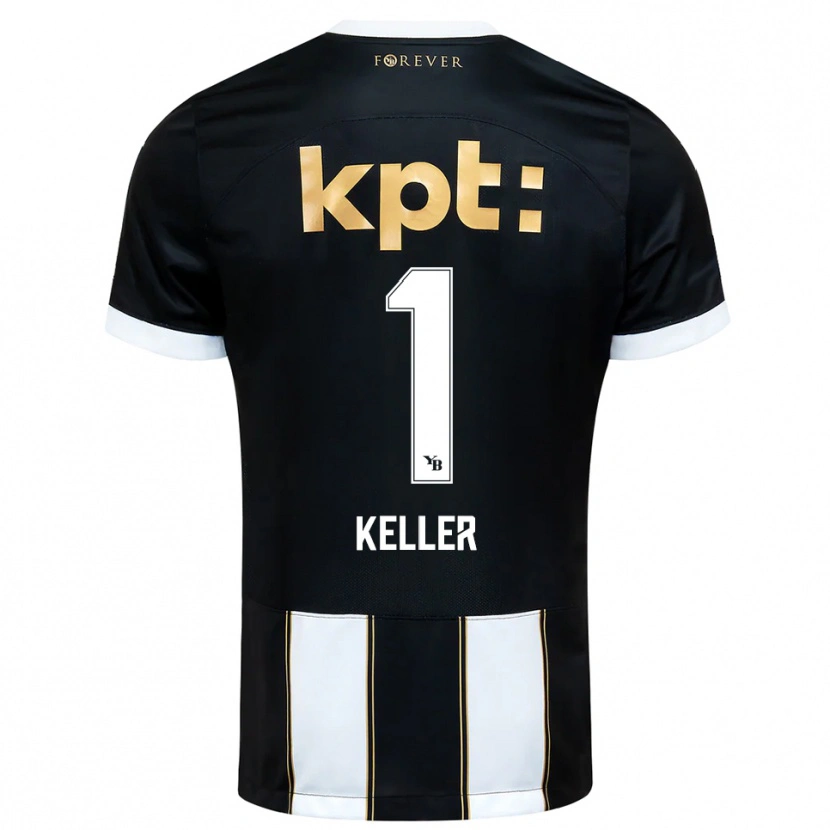 Danxen Børn Marvin Keller #1 Sort Hvid Udebane Spillertrøjer 2025/26 Trøje T-Shirt