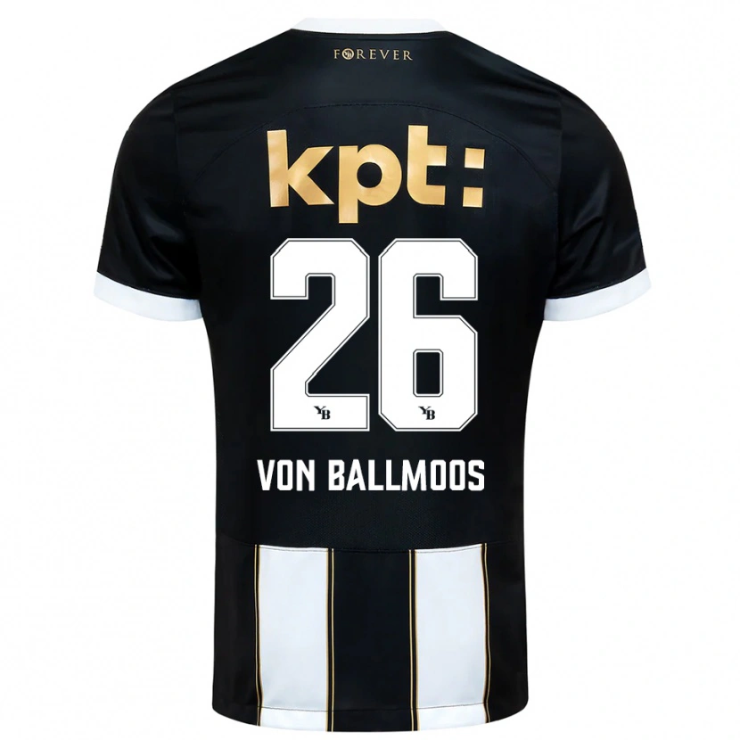 Danxen Børn David Von Ballmoos #26 Sort Hvid Udebane Spillertrøjer 2025/26 Trøje T-Shirt