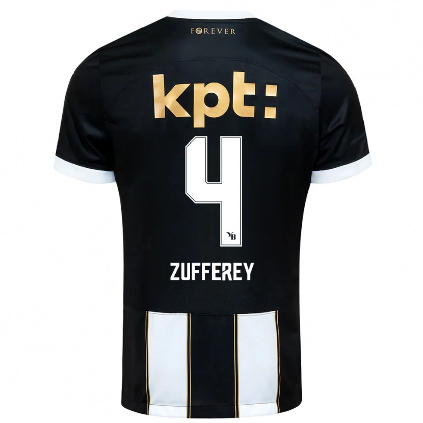 Danxen Børn Gil Zufferey #4 Sort Hvid Udebane Spillertrøjer 2025/26 Trøje T-Shirt