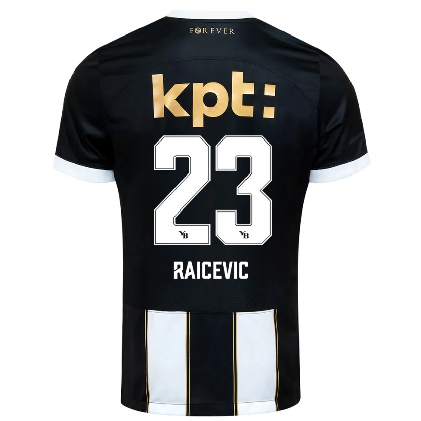 Danxen Børn Stevan Raicevic #23 Sort Hvid Udebane Spillertrøjer 2025/26 Trøje T-Shirt