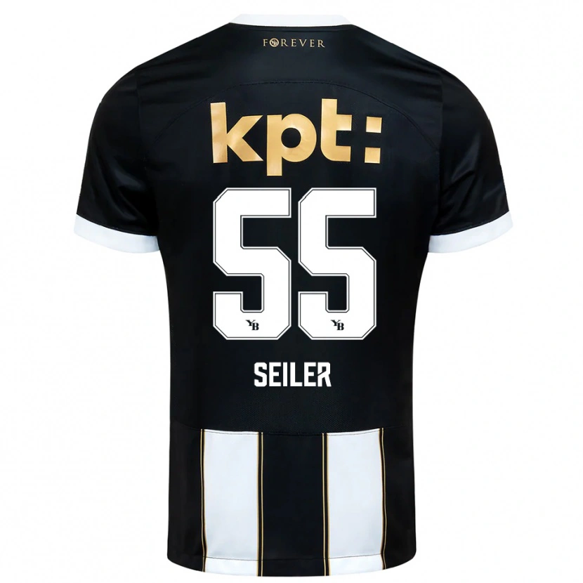 Danxen Børn Mats Seiler #55 Sort Hvid Udebane Spillertrøjer 2025/26 Trøje T-Shirt