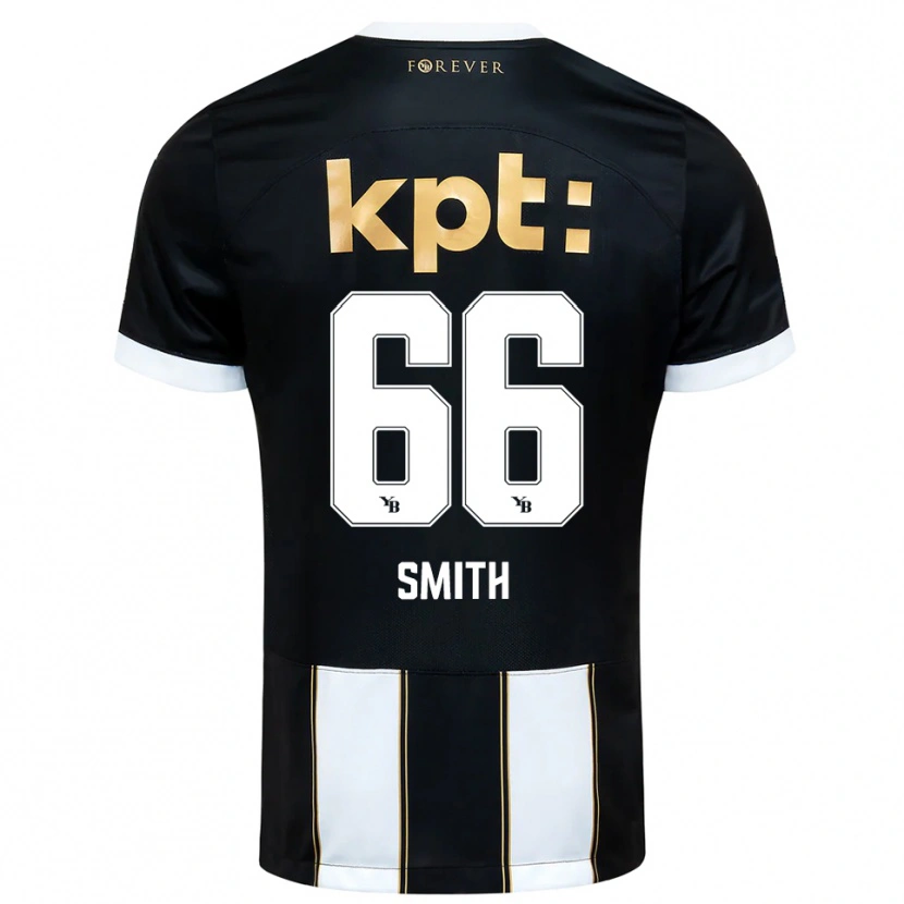 Danxen Børn Rhodri Smith #66 Sort Hvid Udebane Spillertrøjer 2025/26 Trøje T-Shirt