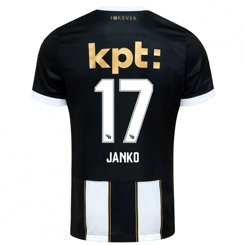 Danxen Børn Saidy Janko #17 Sort Hvid Udebane Spillertrøjer 2025/26 Trøje T-Shirt