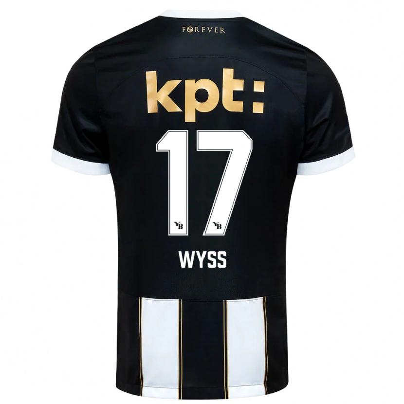 Danxen Børn Ryan Wyss #17 Sort Hvid Udebane Spillertrøjer 2025/26 Trøje T-Shirt