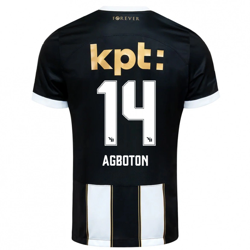 Danxen Børn Marc-Alexis Agboton #14 Sort Hvid Udebane Spillertrøjer 2025/26 Trøje T-Shirt