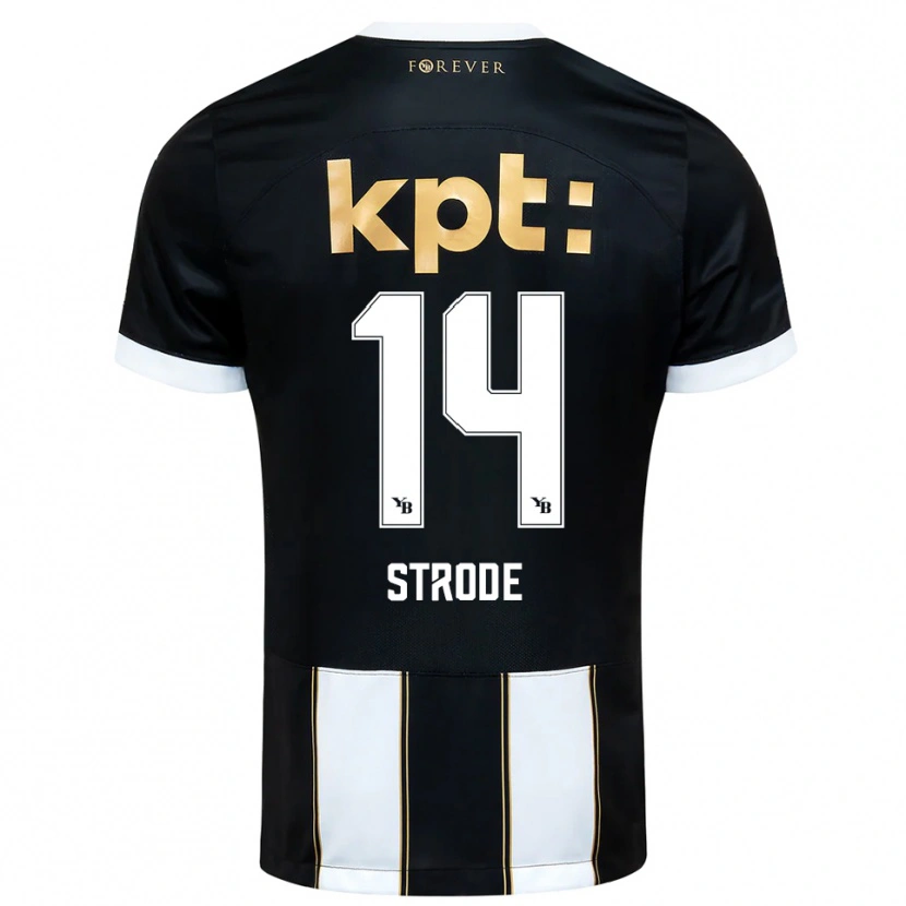Danxen Børn Courtney Strode #14 Sort Hvid Udebane Spillertrøjer 2025/26 Trøje T-Shirt