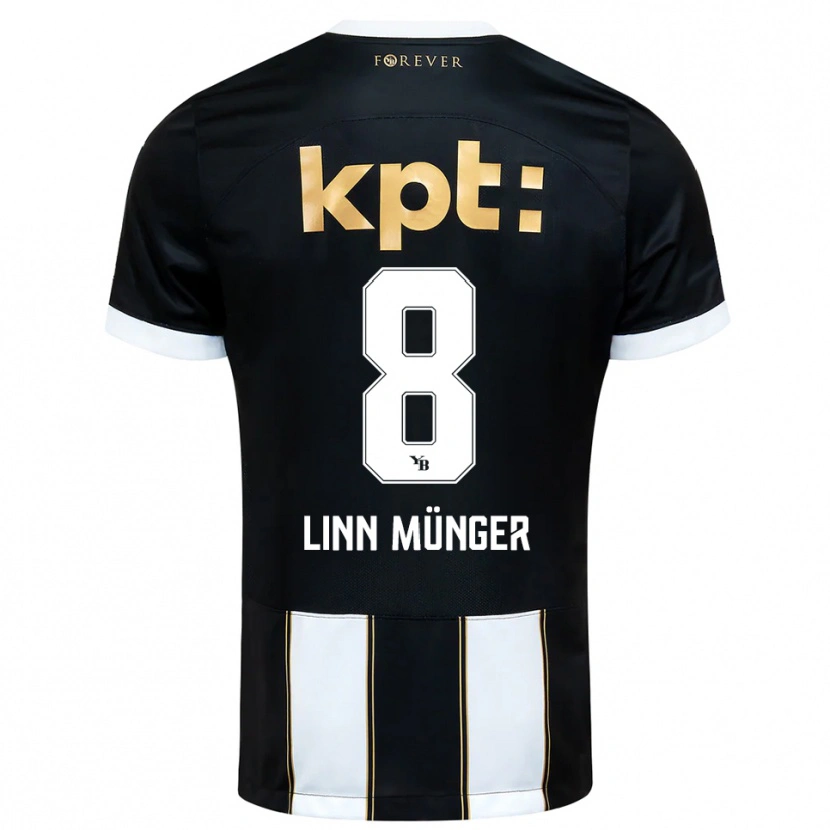 Danxen Børn Noa Linn Münger #8 Sort Hvid Udebane Spillertrøjer 2025/26 Trøje T-Shirt