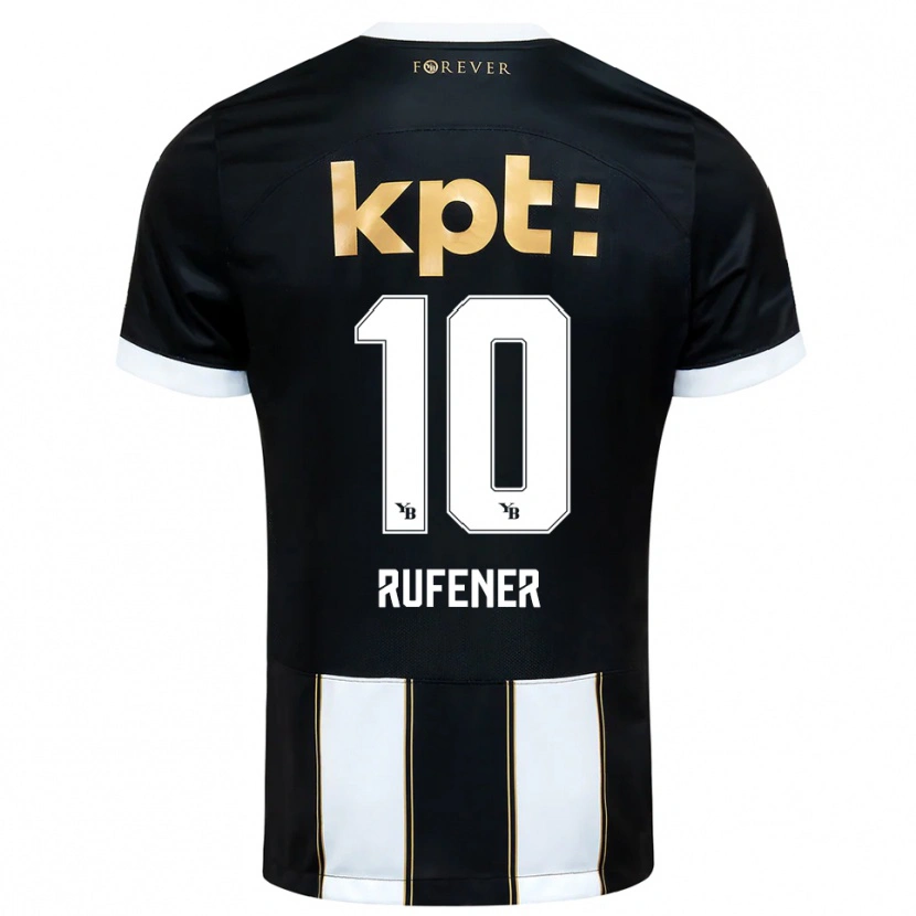 Danxen Børn Elio Rufener #10 Sort Hvid Udebane Spillertrøjer 2025/26 Trøje T-Shirt