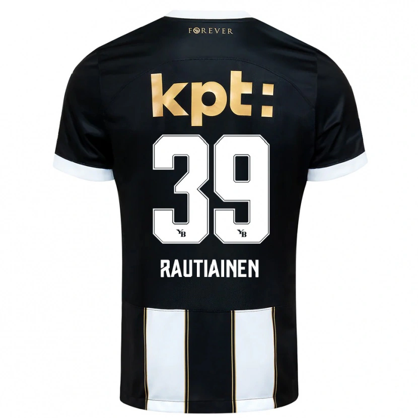 Danxen Børn Iina Rautiainen #39 Sort Hvid Udebane Spillertrøjer 2025/26 Trøje T-Shirt