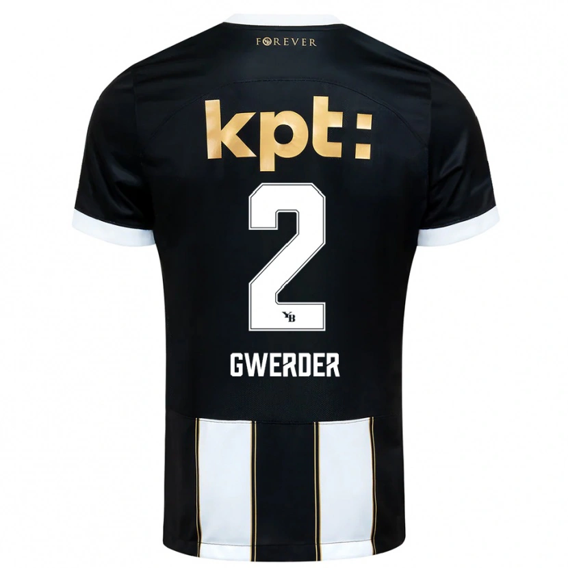 Danxen Børn Fabrice Gwerder #2 Sort Hvid Udebane Spillertrøjer 2025/26 Trøje T-Shirt