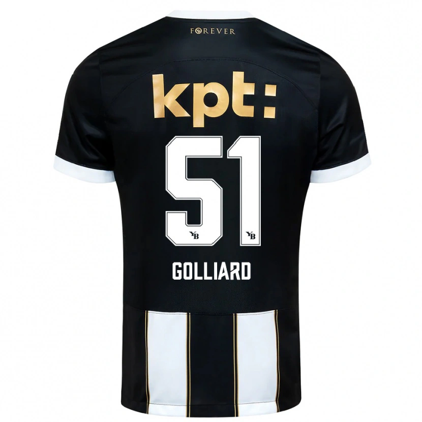 Danxen Børn Théo Golliard #51 Sort Hvid Udebane Spillertrøjer 2025/26 Trøje T-Shirt