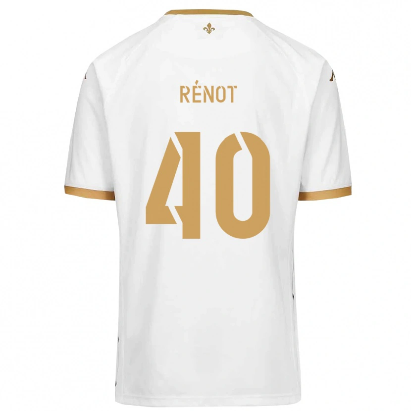 Danxen Børn Sébastien Rénot #40 Hvid Guld Udebane Spillertrøjer 2025/26 Trøje T-Shirt