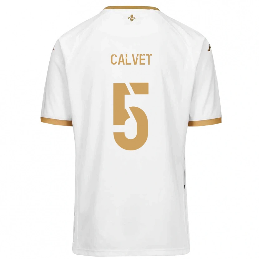 Danxen Børn Raphaël Calvet #5 Hvid Guld Udebane Spillertrøjer 2025/26 Trøje T-Shirt