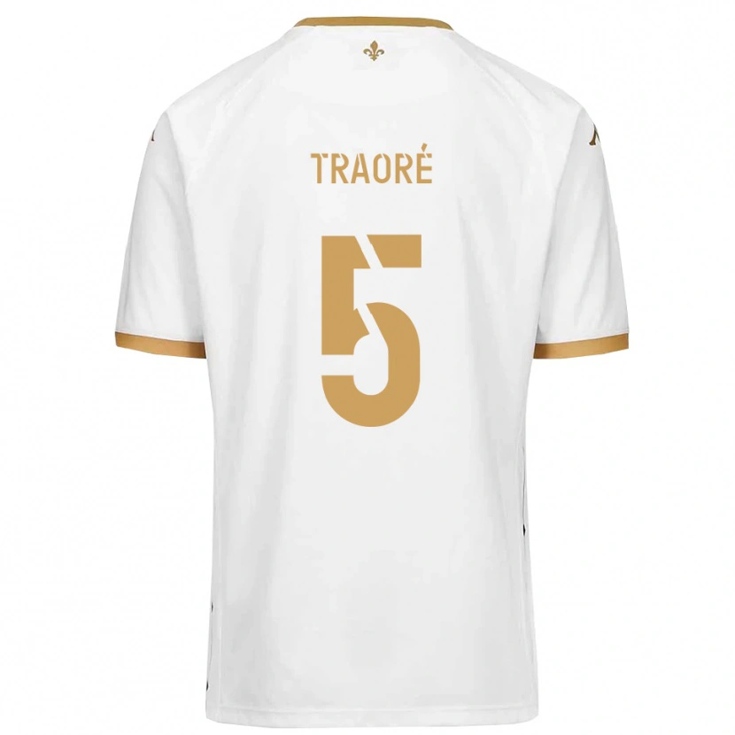 Danxen Børn Franck Traoré #5 Hvid Guld Udebane Spillertrøjer 2025/26 Trøje T-Shirt