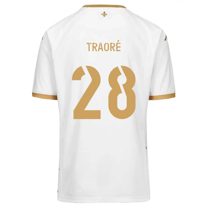 Danxen Børn Soumaïla Traoré #28 Hvid Guld Udebane Spillertrøjer 2025/26 Trøje T-Shirt