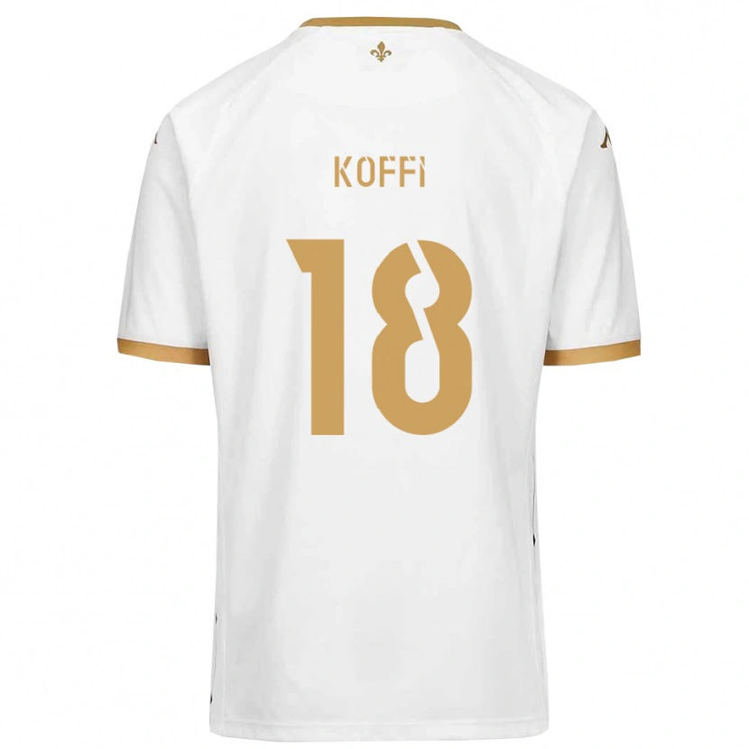 Danxen Børn Patrick Koffi #18 Hvid Guld Udebane Spillertrøjer 2025/26 Trøje T-Shirt