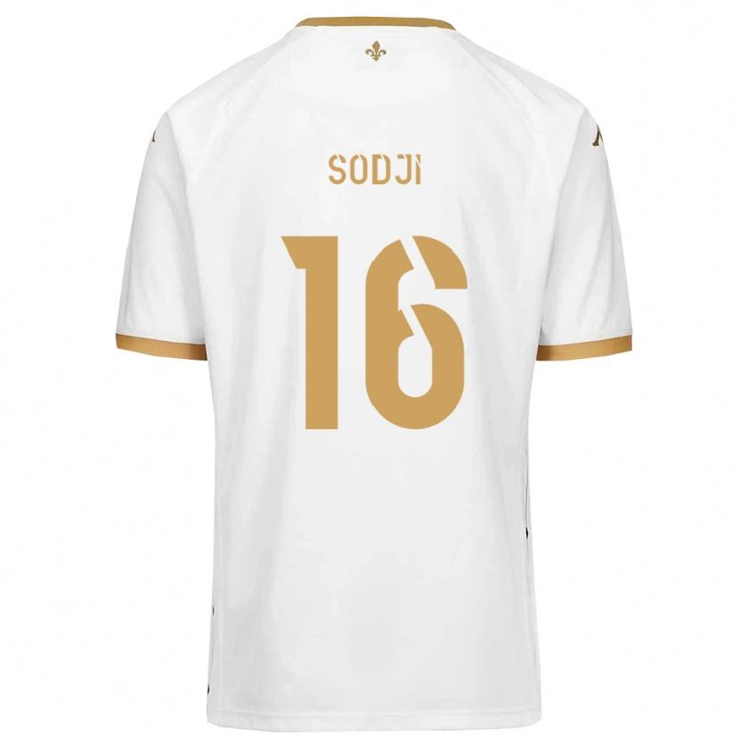 Danxen Børn Alexandre Sodji #16 Hvid Guld Udebane Spillertrøjer 2025/26 Trøje T-Shirt