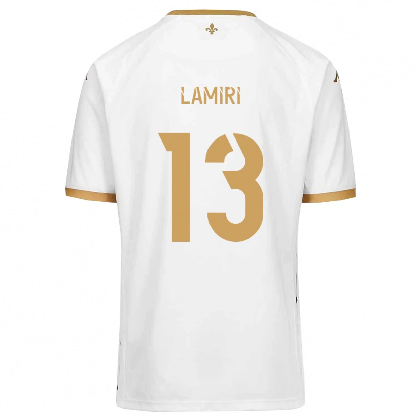 Danxen Børn Nadil Lamiri #13 Hvid Guld Udebane Spillertrøjer 2025/26 Trøje T-Shirt
