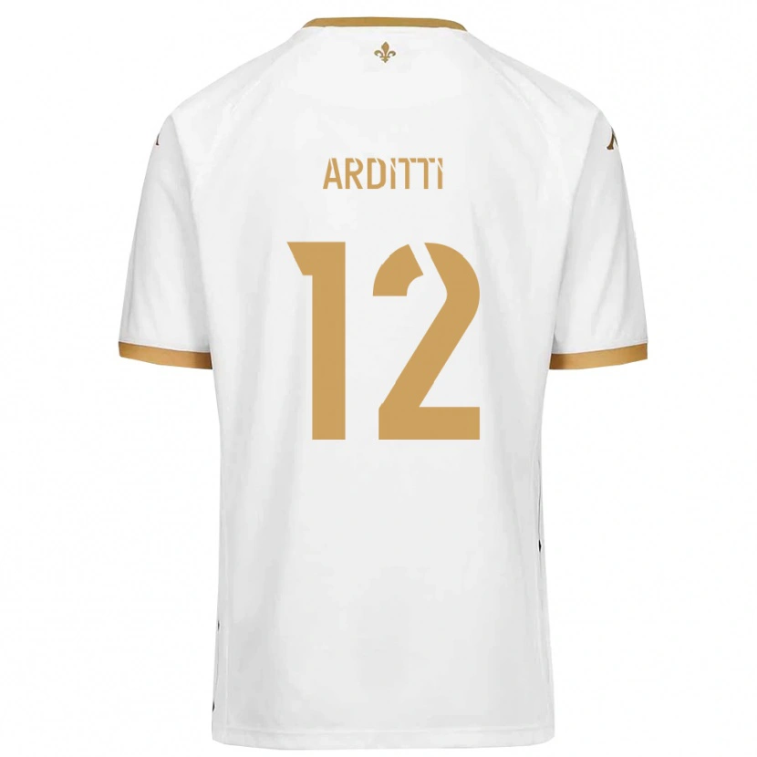 Danxen Børn Nathan Arditti #12 Hvid Guld Udebane Spillertrøjer 2025/26 Trøje T-Shirt